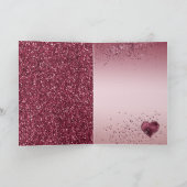 Burgund Cherry Glitzer Sparkle Personalisiertes He Karte (Innenseite)
