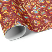Burgund Chic Imitats Foil Gold & Opal Geschenkpapier (Rolleneckpunkt)
