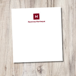 Burgund Chic Modern Trendiges Monogramm Name  Notizblock