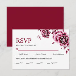 Burgund-Chinesische Blume RSVP Karte
