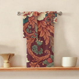 Burgund Chinoiserie Antiquitätenmuseum Florenz Badhandtuch Set