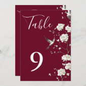 Burgund Chinoiserie Blumengarten Tischnummern (Vorne/Hinten)