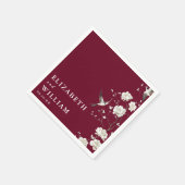 Burgund Chinoiserie Botanische Hochzeit Serviette (Ecke)