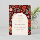 Burgund Chinoiserie Hochzeit Elegantes Klassisches Folieneinladung (Stehend vorne)