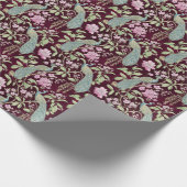 Burgund Chinoiserie Pfauenblume Geschenkpapier (Ecke)
