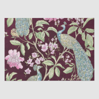 Burgund Chinoiserie Pfauenblume Seidenpapier
