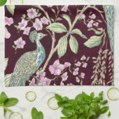 Burgund Chinoiserie Rodelbahn Geschirrtuch (Gefaltet)