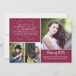 Burgund Christlich Abschluss Bible Verse Foto Einladung