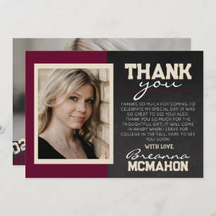 Burgund & Cream Abschluss 2 Foto Dankeschön Karte