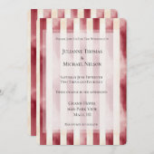 Burgund Cream Romantische Streifen Hochzeit Einladung (Vorne/Hinten)