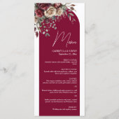 Burgund & Cream Rose Hochzeitsfeier Menükarte (Vorderseite)