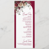 Burgund & Cream Rose Stilvolle Arch Wedding Programm (Rückseite)