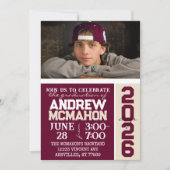 Burgund & Cream Tan Abschluss Foto Einladung (Vorderseite)