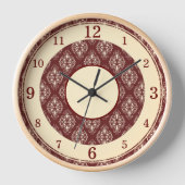Burgund & Creme Gemustert Elegante Uhr (Vorderseite)