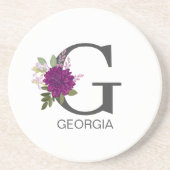 Burgund Dahlie Florales Alphabet Buchstaben Monogr Getränkeuntersetzer (Vorne)