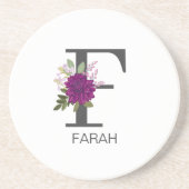 Burgund Dahlie Florales Alphabet Buchstaben Monogr Getränkeuntersetzer (Vorne)