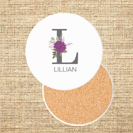 Burgund Dahlie Florales Alphabet Buchstaben Monogr Getränkeuntersetzer