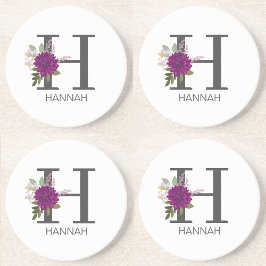 Burgund Dahlie Florales Alphabet Buchstaben Monogr Getränkeuntersetzer