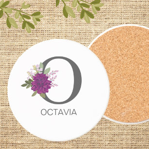 Burgund Dahlie Florales Alphabet Buchstaben Monogr Getränkeuntersetzer