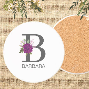 Burgund Dahlie Florales Alphabet Buchstaben Monogr Getränkeuntersetzer