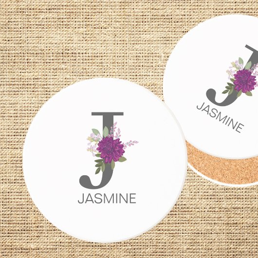 Burgund Dahlie Florales Alphabet Buchstaben Monogr Getränkeuntersetzer