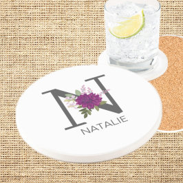 Burgund Dahlie Florales Alphabet Buchstaben Monogr Getränkeuntersetzer