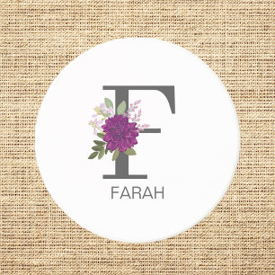 Burgund Dahlie Florales Alphabet Buchstaben Monogr Getränkeuntersetzer