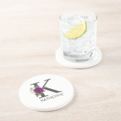 Burgund Dahlie Florales Alphabet Buchstaben Monogr Getränkeuntersetzer (Seite)