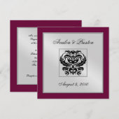 Burgund Damask Hochzeit Wappen Einladung (Vorne/Hinten)