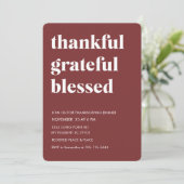 Burgund dankbar dankbar, gesegnet Erntedank Einladung (Stehend Vorderseite)