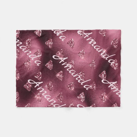 Burgund Diamond Personalisiert Fleecedecke (Vorderseite (Horizontal))