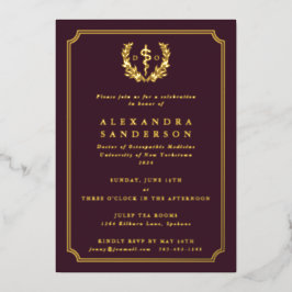 Burgund Doktor der Osteopathischen Medizin Abschlu Folieneinladung