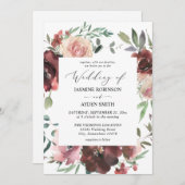 Burgund & Dusty Blush Pink 5 Bläschen Einladung (Vorne/Hinten)