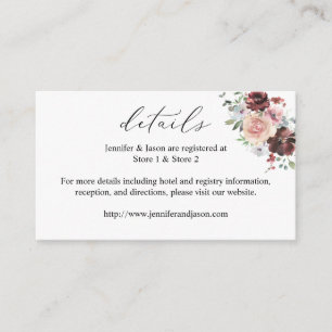 Burgund & Dusty Blush Pink 5 Blumendetails SM Begleitkarte