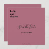 Burgund einfache moderne Hochzeit Save The Date (Vorne/Hinten)
