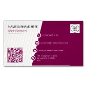 Burgund einfacher formaler QR-Code Magnetische Visitenkarte (Vorderseite)