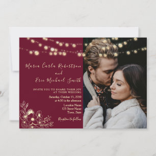 Burgund Einladung zur Hochzeit mit Foto All-in-One