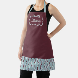 Burgund & Eisblau Süße Schlaufe Personalisierter N Schürze