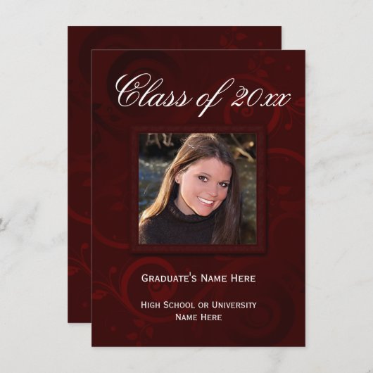 Burgund Elegance Abschluss Ankündigung (Vorne/Hinten)