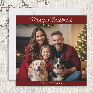 Burgund Elegant Chic Einfach Minimal Schrift Foto  Feiertagskarte