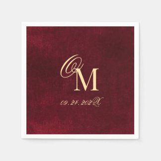 Burgund Elegant Minimalistisch Faux Samt Hochzeit Serviette