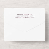 Burgund Elegant Minimalistisch Hochzeit All In One Einladung (Rückseite)