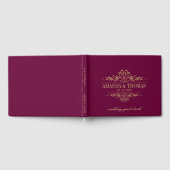 Burgund Elegant Rahmen Personalisierte Hochzeit Gästebuch (Voll)