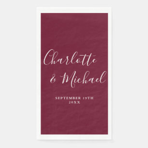 Burgund Elegant Signature Schrift Hochzeit Serviette