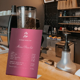 Burgund elegante Menüpreisliste Sockelschild