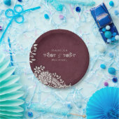 Burgund elegante Vintage Spitze rustikale Hochzeit Pappteller (Party)