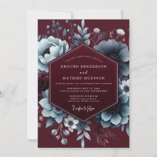 Burgund Eleganz Hochzeit Moody Bloom Einladung