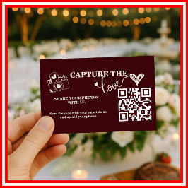 Burgund & Elfenbein Capture The Love QR Code Hochz Begleitkarte
