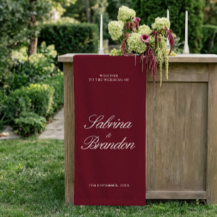 Burgund & Elfenbein Hochzeits-Willkommensschild Vi Banner