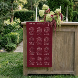 Burgund & Elfenbein Hochzeitssitzplan Vinyl Banner